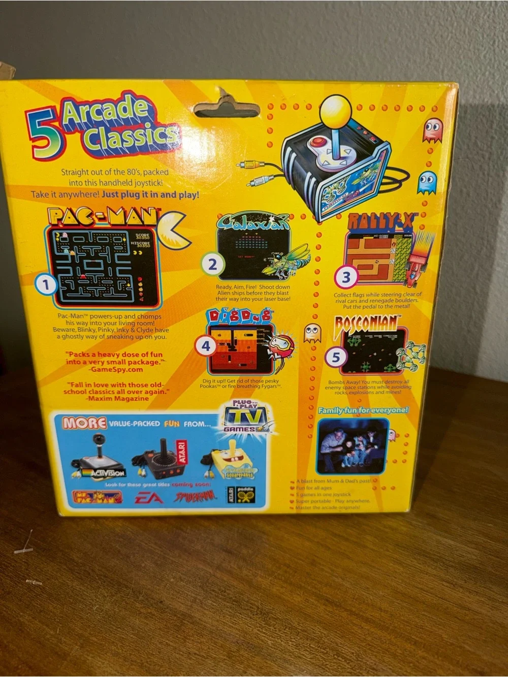 Kids Plug-and-Play Arcade Joystick - Yellow with Red Stick